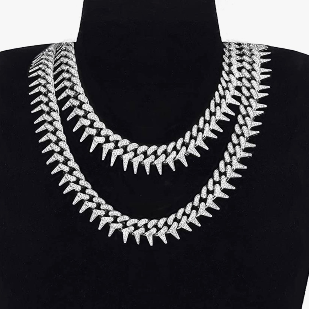 Custom made iced out Cuban link spikes hip hop chain limited stock BEST GIFT WOW - Picture 5 of 8